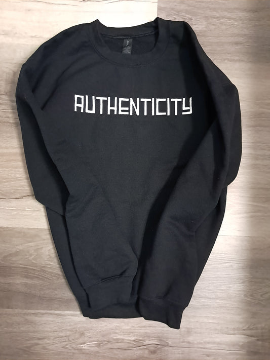 Embroidered "Authenticity" Crew neck (Black)